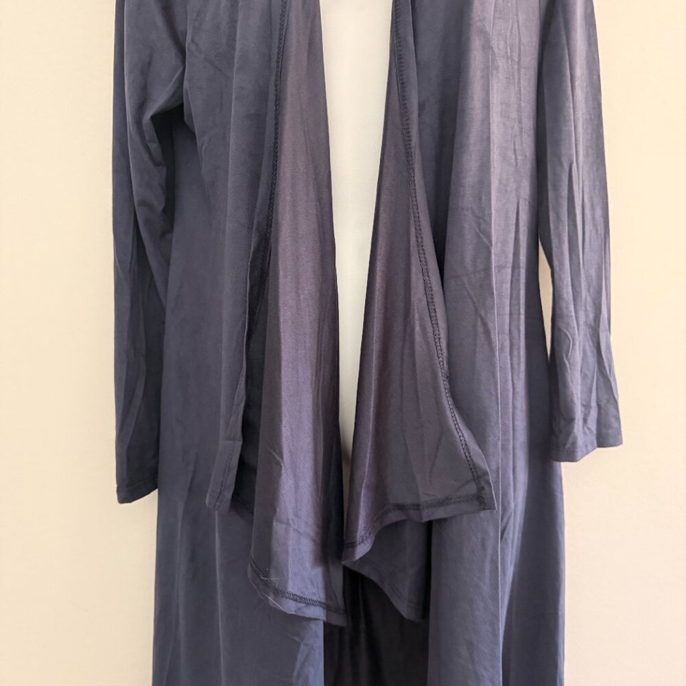 Honey & Lace Slate Blue Open Front Duster Cardigan | Flowy Draped Fit | Size XS - Picture 9 of 9